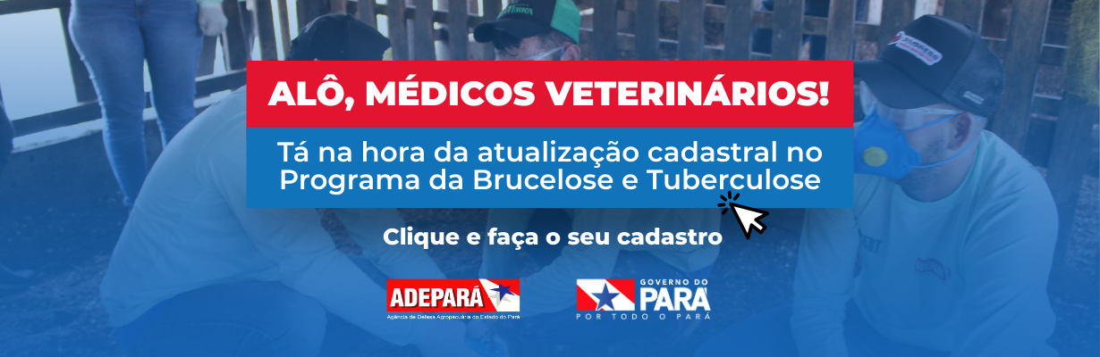 Webbanner em fundo azul, foto de bezerra sendo vacinada, com frase da campanha em fundo vermelho e informações do período da atualização cadastral em azul e branco.